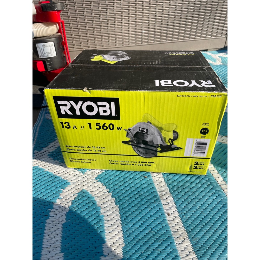 Ryobi CSB125 7-1/4 Inch 13 Amp Corded Circular Saw 5000 RPM Green Silver Black